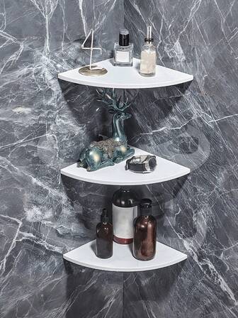 1pc Corner Wall Shelves, Wood Corner Floating Shelves , Corner Shelves Wall Mount,Wall Mount Storage Display For TV Accessories, Monitor, Speaker, Cable Box, Game Console(15cm White)