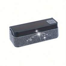 四格闪亮硬币收纳盒，水晶水钻硬币盒，便携式迷你硬币分配器，通用车载硬币整理器，汽车配件