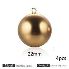 1 Or 4-Piece Stainless Steel 18K Gold-Plated Large Hollow Spherical Round Pendants (14/16/18/20/22/25/30mm), Suitable For DIY Jewelry Making: Necklace, Earring, Bracelet Components - Multicolor - View 25