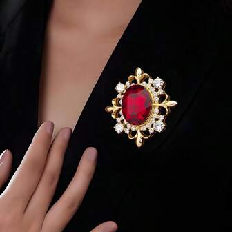 1 pieza Broche de mujer con cristal en forma de huevo, con baño de oro, pasador para bufanda o vestido, regalo de cumpleaños o San Valentín