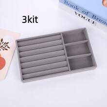 Bandeja Porta Jóias de Veludo - Organizador para Closet e Gavetas! Ideal para bijuterias, relógios e acessórios, prática e elegante - Cinza - Visão 8