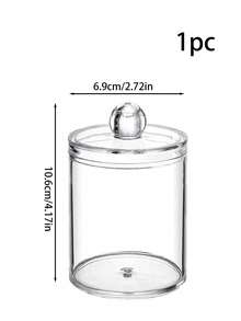4pcs Q-Tip Holder Organizer, For Cotton Pad Toothpick Holder, Bathroom Canister Cleaning Stick Storage, Makeup Organizer Transparent Plastic Apothecary Jars With Lids - Clear - View 9