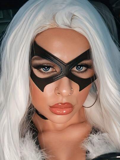 1pc Halloween Costume Faux Leather Mask, Role Play Prop Masquerade Mask