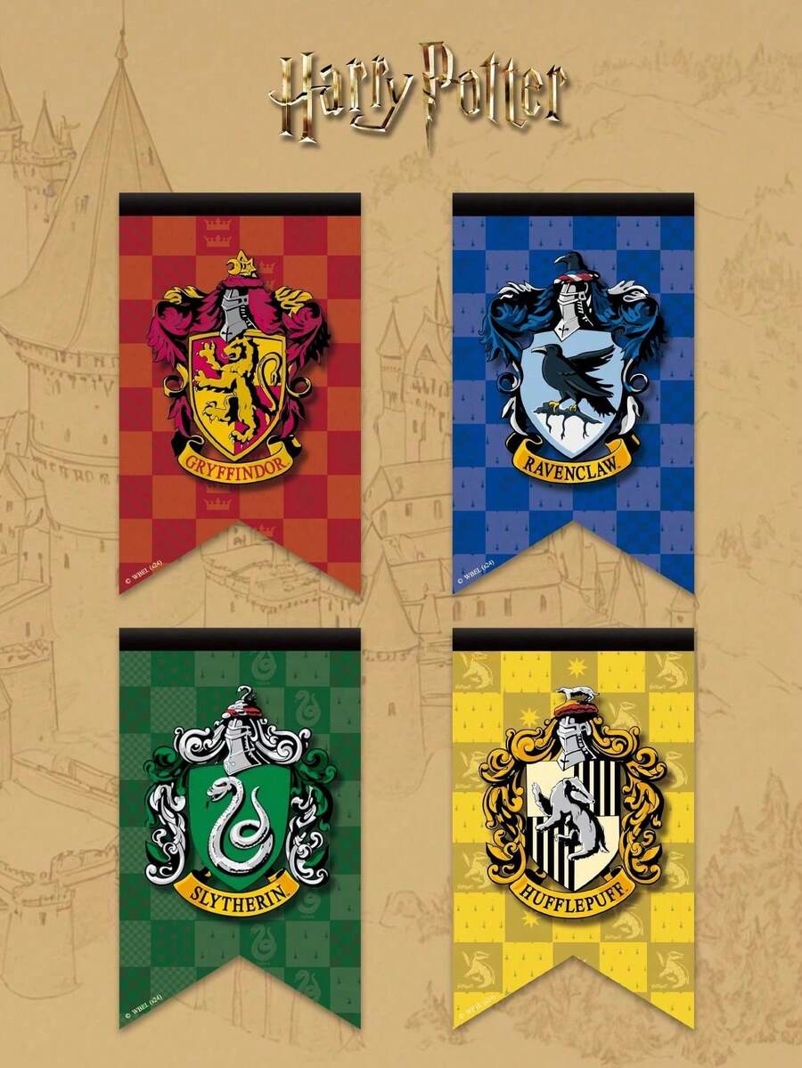 Harry Potter 1 lá cờ trang trí tường sân vườn, cờ đuôi én cổ điển sáng tạo của các nhà Gryffindor, Slytherin, Hufflepuff, Ravenclaw, trang trí tường theo chủ đề thế giới phù thủy, đồ trang trí sân vườn, trang trí tiệc lễ hội, biểu ngữ lễ hội, trang trí phòng [Được cấp phép chính thức] - Nhiều màu - Xem 1