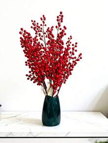 6 Stems/4 Stems/1 Stem 60cm Artificial Red Berry Branch, 6-Forked Red Berry Holly Branch, Imitation Burgundy Berry Picking. Suitable For Door Knocker Vases, Vase Flower Arrangements, Centerpiece Decorations, Holiday Home DIY, Wedding Decorations, New Year Decorations, And Can Also Be Given As A Gift. - Burgundy - View 5