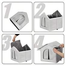 Ciepły, całoroczny domek dla kota i psa, zadaszony domek dla zwierząt – solidna konstrukcja, trwały materiał, składany i łatwy w montażu, odpowiedni dla psów, kotów, królików i innych zwierząt domowych przebywających na zewnątrz – idealny wybór do ochrony przed deszczem i śniegiem zimą - Jasnoszary - Zobacz 6