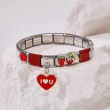 1pc Personalized Multi-Element Stainless Steel Detachable Bracelet, Letter/Heart/Planet/Bow Decor, Multi-Color Fashionable Versatile Bracelet - Multicolor - View 15