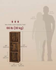 VASAGLE Custos Collection - Bookshelf, 3-Tier Bookcase, Book Shelf, Open Storage Shelf, 9.4 X 11.8 X 37.3 Inches, For Living Room, Home Office, Dining Room, Rustic Brown - màu nâu - Xem 5