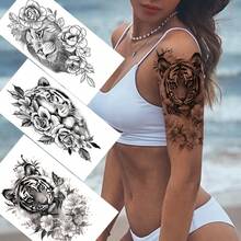 3pcs Women's Temporary Tattoos, Semi-Permanent Half Sleeve Tattoos, Waterproof Body Art Stickers For Valentine's Day, Suitable For Women, Long-Lasting Realistic Sexy Floral Tattoos - Black - View 8