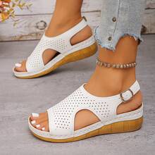 Women's Adjustable Buckle Casual Fashion Platform Wedge Sandals, Summer - White - View 10