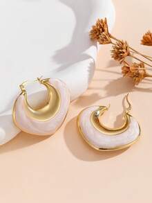 1 Pair Women's Stainless Steel Heart-Shaped Drop Hoop Earrings - Heart-shaped Drip Earrings - View 7