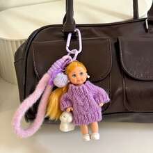1个冬季公主娃娃钥匙扣包挂饰手提包配饰DIY装饰圣诞礼物适合女孩手机配件个性化礼物趣味礼物圣诞袜填充物手机挂饰 - 彩色 - 查看 10