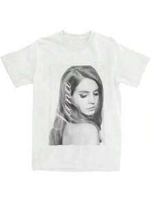 Singer Lana Del Reys Outfit T Shirts Tee Clothing Summer Cotton Mens Women Top Tee Short Sleeve Streetwear Loose Casual - trắng - Xem 1