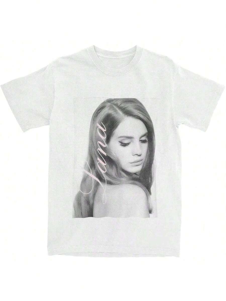 Singer Lana Del Reys Outfit T Shirts Tee Clothing Summer Cotton Mens Women Top Tee Short Sleeve Streetwear Loose Casual - trắng - Xem 1