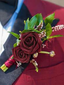 10/15/25/30pcs Artificial Rose Flowers Without Leaves, Fake Rosebuds Decoration, Foam Roses Bulk With Stems, For DIY Wedding Bouquet, Floral Arrangement, Bridal Shower, Party, Home Decor - Burgundy - View 6