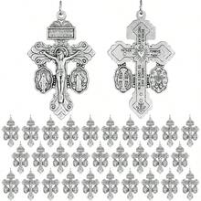 Loetere 30 Pcs Catholic Making Bulk 2.2 Inch Charms Pendants Pardon Rosaries Jewelry Making Charms Crafts Supplies - Plateado - Ver 1