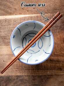 1 Pair Custom Carved Dark Wood Chopsticks, Personalized Japanese Style Dark Wooden Chopsticks - Wedding Gift, Reusable Chinese Style Chopsticks, Elegant Wooden Sushi Oriental Design - Multicolor - View 2