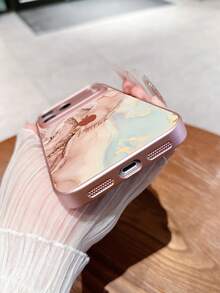 1 pieza Funda de teléfono personalizada con diseño de mármol colorido y manzana minimalista, compatible con Samsung S24 Ultra/S25 Ultra y Apple 17 Pro Max/16 Pro Max/15 Pro/14 Plus/13 Pro/12 Pro Max/11/Xs Max/8/7/6 Plus, adecuada como regalo de cumpleaños para novia/novio o uso personal, versión internacional, no la versión nacional - Rosa - Ver 5
