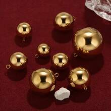 1 Or 4-Piece Stainless Steel 18K Gold-Plated Large Hollow Spherical Round Pendants (14/16/18/20/22/25/30mm), Suitable For DIY Jewelry Making: Necklace, Earring, Bracelet Components - Multicolor - View 6