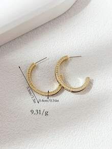 1 Đôi bông tai chữ C mạ vàng 14K cao cấp, thanh lịch, thời trang dành cho nữ - Vàng - Xem 3