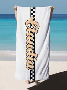 Lightweight Personalized Racing Pattern Text Customized Beach Towel - Ultra Soft Polyester Fiber, Fast Drying&Super Absorbent, Suitable For Beaches, Pools, Camping And Travel - Perfect Gift For Family And Friends, Beach Towel