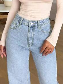 Women's Mid Rise Wide Leg Jeans Baggy Boyfriend Denim Pants Y2K 90s Vintage Style Loose Fit Trousers For Casual Streetwear - Rửa nhẹ - Xem 3