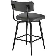 Watson & Whitely - Juego de 2 sillas giratorias con Altura de mostrador, tapizadas en Tela sintética, Estilo Moderno, Color Gris, 27.5 Pulgadas con Respaldo y Marco de Hierro Negro Mate(Gris) - Multicolor - Ver 5