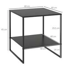 Industrial Style Side Table, Coffee Table, Bedside Table, 1 Shelf, Black - Black - View 3