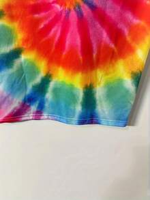 Women's Summer Casual Short Sleeve T-Shirt - Bright Rainbow Spiral Tie-Dye Print, Round Neck Regular Fit, Suitable For Daily Wear, Cute Summer Outfit, Soft Fabric Casual Round Neck Top, Women's Clothing, Machine Washable, Comfortable Fit, Versatile For Everyday Wear - Màu sắc hỗn hợp - Xem 5