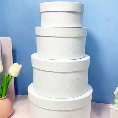 4个圆形礼盒，鲜花盒，礼品包装盒，适用于教师节、母亲节、父亲节、情人节、圣诞节（不同批次之间可能存在轻微色差，但质量不变）