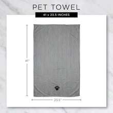DII Bone Dry Microfiber Pet Bath Towel with Embroidered Paw Print, 44x27.5", Ultra-Absorbent & Machine Washable for Small, Medium, Large Dogs and Cats-Aqua Stripe(Grande Gris) - Multicolor - Ver 9