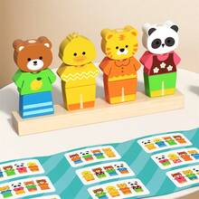 Juguetes de madera para clasificar y apilar, coloridos juguetes Montessori con temática de animales para niños pequeños para tiempo libre - Multicolor - Ver 4