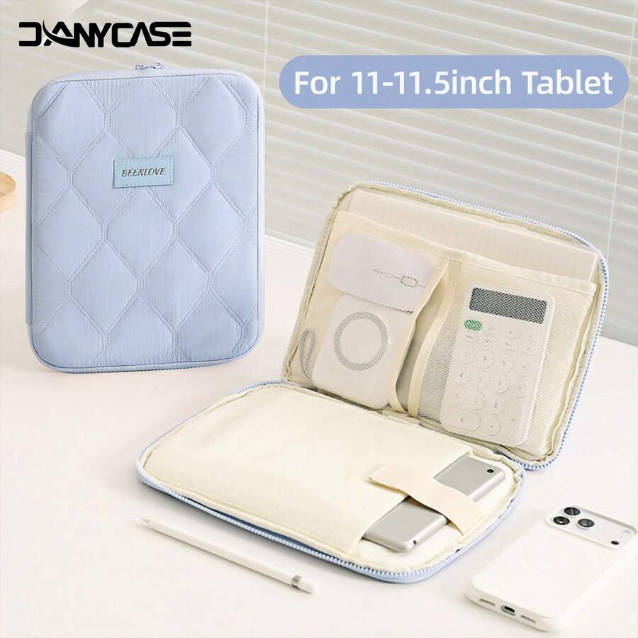DANYCASE 适用于 11-13.3 英寸平板电脑的保护套，带提手、口袋和公文包式提手，兼容 iPad 11/10/9/8/7/Air/Pro，带衬垫的拉链保护内衬 - 藍色 - 查看 1