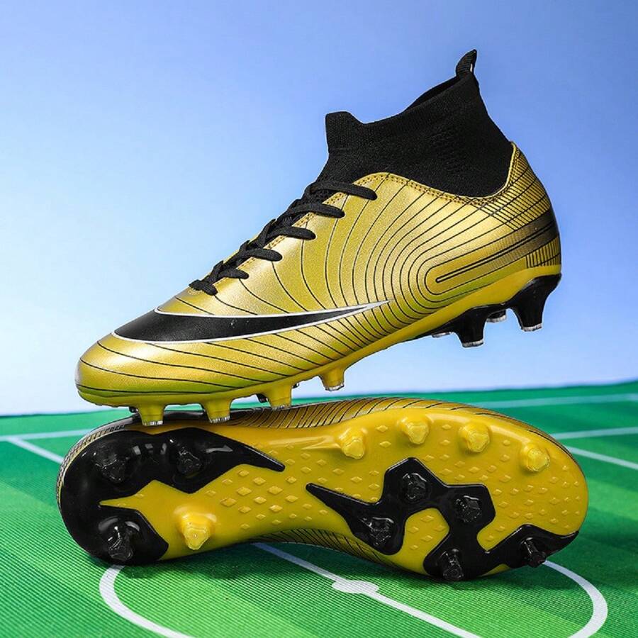 男士足球鞋、女士室内人造草足球鞋、中性足球鞋、棒球和橄榄球训练鞋 - 金色 - 查看 1