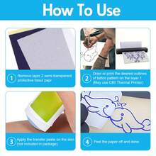 Printable Temporary Tattoo Paper 8.5"X11"-30 Sets For Inkjet Printer DIY Image Transfer Decal Paper For Skin, For Celebrate Festivals, Parties, Birthday Bashes, New Year - 30 bản đen - Xem 2