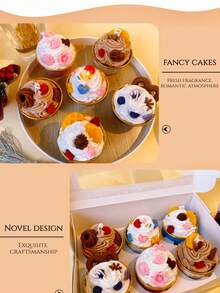 Cupcake Cream Scented Candles, Ice Cream Romantic Gift, Creative Cute Heart, Flower, Blueberry, Orange, Chocolate, Cookie, Cake Shaped, Fresh Fragrance, Romantic Atmosphere, Ideal Gift, Birthday Gift, Valentine's Day Gift, Home Decor - Multicolor - View 4