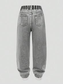 男童做旧斜插口袋休闲水洗阔腿裤