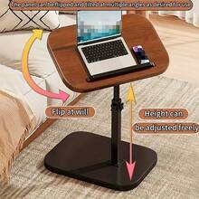 Modern And Fashionable C-Shaped Side Table - Elegant Walnut Wood Veneer, Sturdy Metal Base, Space-Saving Design, Suitable For Sofas And Bedside, Easy To Assemble, Multi-Functional Mobile Footstool, Living Room Sofa Table, Contemporary Furniture, Sofa Side Table - 黑色 - 查看 4