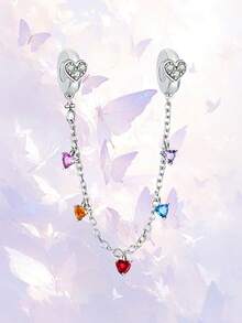 1pc 925 Sterling Silver Elegant Heart Shaped Safety Chain Pendant, Suitable For Women's Bracelets, Bangles, DIY Jewelry Making, Date Gift, Exquisite Women Jewelry