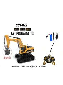 6通道遥控挖掘机玩具,1:22比例,360°旋转工程车,黄黑相间,经久耐用,适合儿童户外玩耍,是生日、圣诞节、万圣节、复活节、感恩节、儿童节、返校季等节日的理想礼物。 - 彩色 - 查看 14