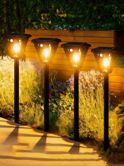 1/2/4 st utomhus soldriven rörelsesensor volframtråd varmljus nattlampa, utomhus trädgård dekorativ vägglampa, multifunktionell avtagbar solcellslampa gräsmatta, vägglampa och marklampa, utrustad med högeffektiv solpanel för utomhus nödcampingbelysning, lämplig för trädgård, gångväg, uppfart, svart / markmodell (ingen kabeldragning / enkel installation), jul, halloween dekoration belysning, alla hjärtans dag, mors dag, eid al-adha festivalbelysning, heminredningslampa