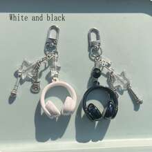 2pcs/Set Y2K Style, Music-Themed, Metallic Finish, Headphone Design, Multi-Functional Phone Strap, Keychain, Backpack Charm, Phone Pendant, Suitable For Daily Matching, Can Be Given As Holiday Gifts To Family, Friends, Lovers, Classmates Or As Friendship Gifts. - Multicolor - View 10