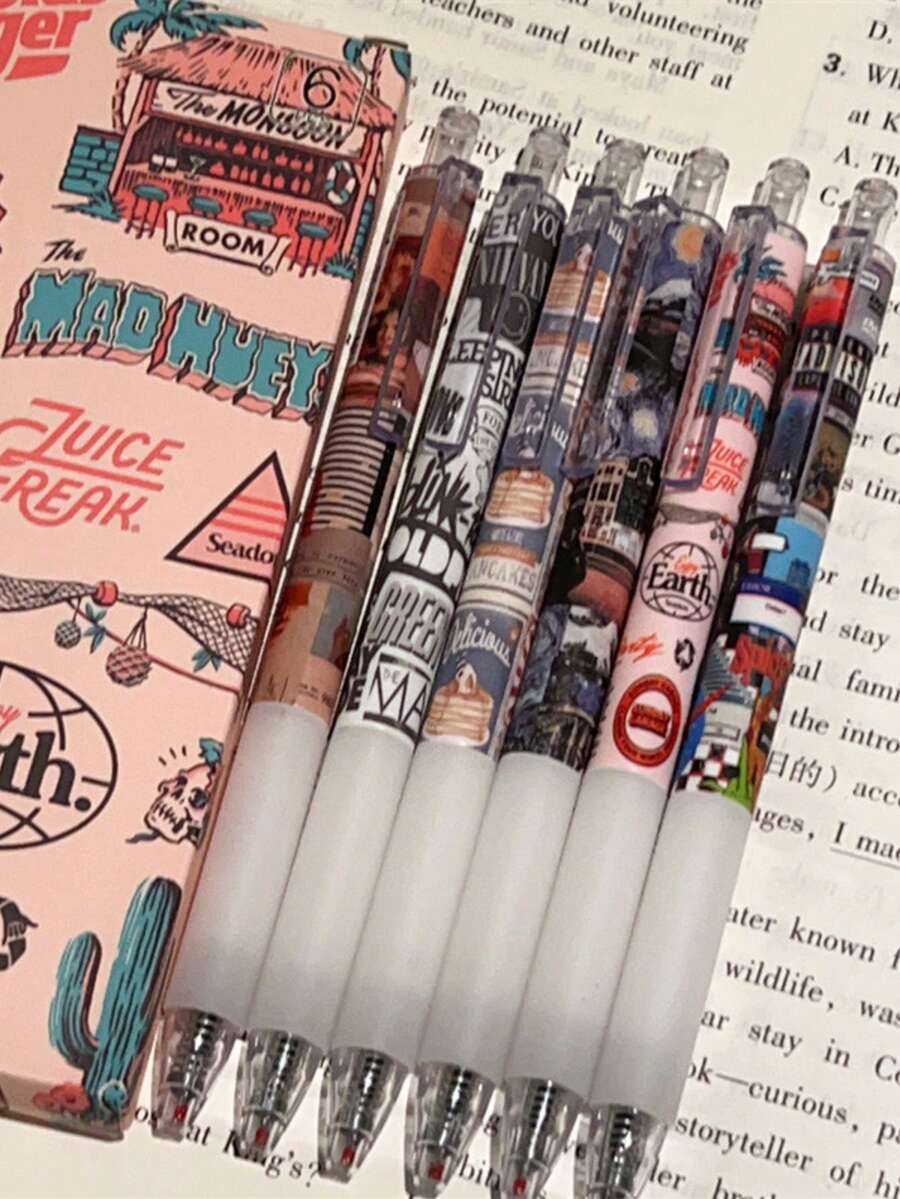 Bộ 6 bút chì bấm kiểu cổ điển 0.5mm, mực đen, thiết kế retro, thích hợp cho học sinh, thi cử. - màu đen - Xem 1