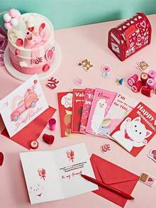 6-24 buc ștampile de Ziua Îndrăgostiților cu desene animate pentru schimb de clasă, favoruri de petrecere, pungă cu bunătăți, tratați pungă, consumabile de petrecere de Ziua Îndrăgostiților - Multicolor - Vizualizare 3