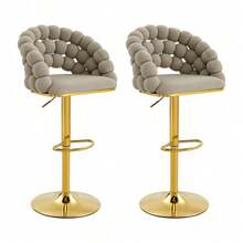 Barstools - Gray + Metal + Velvet + Metal - View 10