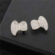 1 Set/Coppia di Griglie per Denti Incastonate di Strass, Gioielli per Denti in Metallo Lucido Stile Hip Hop, Accessorio di Moda per Feste e Festival Musicali, Unisex - Argento - Visualizzare 10