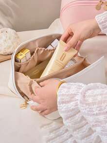 Customized Name Makeup Bag. Personalized Letter Combination Cosmetic Bag. Sanitary Pad Storage Bag. Travel Makeup Bag. Leather Toiletry Bag. Personalized Storage Bag. Bridesmaid Birth Month Bag, Bridal Shower Gift, Bachelorette Party Favor, Bridesmaid Gift Card, Versatile Use, Ideal Gift For Her, Girlfriend, Wife, Boyfriend, Valentine's Day Gift