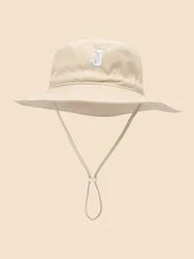 1 chiếc mũ tai bèo dễ thương cho bé - Mũ vành rộng chống nắng với các chữ cái thêu từ A-Z, dây đeo cằm có thể điều chỉnh, thích hợp cho bãi biển và các hoạt động ngoài trời hàng ngày. - Màu be - Chữ vá - Xem 24