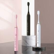 3pcs Replacement Heads Adult Electric Toothbrush, 5 Modes, 1 Wall Mount Holder & Dust Cover, IPX7 Waterproof, Long Battery Life, USB Rechargeable, Teeth Cleaning