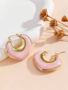 1 Pair Women's Stainless Steel Heart-Shaped Drop Hoop Earrings - Heart-shaped Drip Earrings - View 4